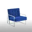 Elegant Blue Velvet Accent Armchair with Silver Metal Frame