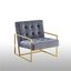 Beethoven 31.5" Gray Velvet & Gold Metal Modern Accent Chair