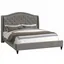 Elegant Pine Wood California King Platform Bed with Tufted Velvet Upholstery
