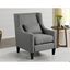 Glenn Dark Gray Velvet Wingback Accent Chair with Brass Nailheads