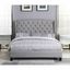 King Size Gray Linen Upholstered Tufted Platform Bed