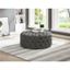 Grey Tufted Round Linen Ottoman