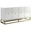 Luxurious White Lacquer Sideboard with Gold Plated Accents and Spacious Storage