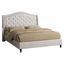 King Cream Upholstered Tufted Platform Bed with Nailhead Trim