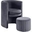 Elegant Gray Velvet Barrel Accent Chair and Ottoman Set