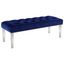 Navy Blue Velvet Tufted Bench with Acrylic Legs