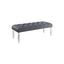 Contemporary Gray Suede Tufted Bench with Acrylic Legs