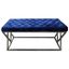 Elegant Blue Velvet Tufted Bench with Stainless Steel Frame