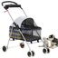 Yellow Plaid Aluminum Pet Stroller with Cup Holder