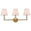 Bethany 3-Light Brass and White Fabric Wall Sconce