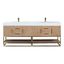 Bianco 84" Light Brown Wood Vanity with Composite Stone Top