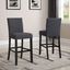 Espresso Hardwood Contemporary Bar Stools with Gray Linen Upholstery, Set of 2