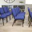 Elegant Navy Blue and Gold Vein Metal Stackable Church Chair