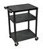 Black Molded Plastic 3-Shelf AV Cart with Wheels