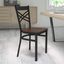 Hercules Series Black Cross Back Metal Chair with Mahogany Wood Seat