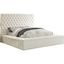 Elegant Bliss King-Size White Velvet Upholstered Bed with Storage