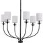 Matte Black Steel 6-Light Chandelier with Drum Shades