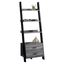 69" Gray and Black Ladder Bookcase with Drawers