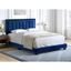 Sapphire Blue Velvet Full Platform Bed with Tufted Headboard