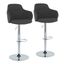 Boyne Adjustable Dark Grey Fabric and Chrome Swivel Barstool Set