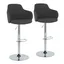 Boyne Adjustable Dark Grey Fabric and Chrome Swivel Barstool Set