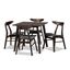 Britte Mid-Century Dark Oak 5-Piece Dining Set with Grey Upholstery