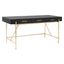 Black Gloss Executive Desk with Gold Frame and Drawers