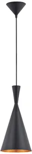 Black Aluminum Cone Pendant Light with Brass Interior