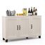 Whitewash 3-Door Sideboard Buffet Cabinet with Adjustable Shelves