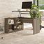 Ash Gray Adjustable Height Corner Home Office Desk with Shelves