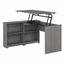 Modern Gray Adjustable Height Corner Desk with Shelves