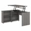 Modern Gray Adjustable Height Corner Desk with Shelves