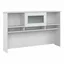 Elegant White Desk Hutch with Fluted Glass Door and Cable Management