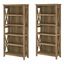 Reclaimed Pine Tall 5-Shelf Adjustable Bookcase Set