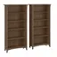 Ash Brown Adjustable 5-Shelf Tapered Leg Bookcase Pair