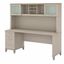 Transitional Sand Oak Engineered Wood Desk with Hutch and Adjustable Height