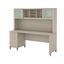 Transitional Sand Oak Engineered Wood Desk with Hutch and Adjustable Height