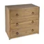 Natural Wood 3-Drawer Chest with Black Metal Hardware