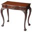 Cherry Brown Wood Writing Desk with Drawer and Carved Details