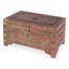 Blush Pink Mango Wood and Brass Storage Trunk Coffee Table