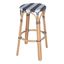 Blue and White Rattan Backless 30" Bar Stool