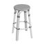 Coastal Charm 30" White and Black Dot Rattan Bar Stool