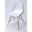 White Leather Mid-Century Modern Side Chair with Iron Legs