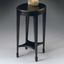 Elegant Plum Black Round Wood & Metal Accent Table with Shelf