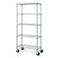 Silver 5-Tier Adjustable Metal Wire Shelving Unit with Wheels