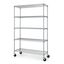 Silver 5-Tier Adjustable Metal Wire Shelving Unit with Wheels