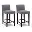 Fog Gray Upholstered Swivel Bar Stools with Wood Legs, Set of 2