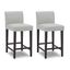 Creamy Gray Faux Leather 26" Bar Stools with Wooden Legs, Set of 2