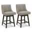 Stone Gray Faux Leather Swivel Bar Stools with Wood Legs, Set of 2