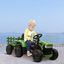 12V Green Ride-On Tractor with Trailer and LED Lights